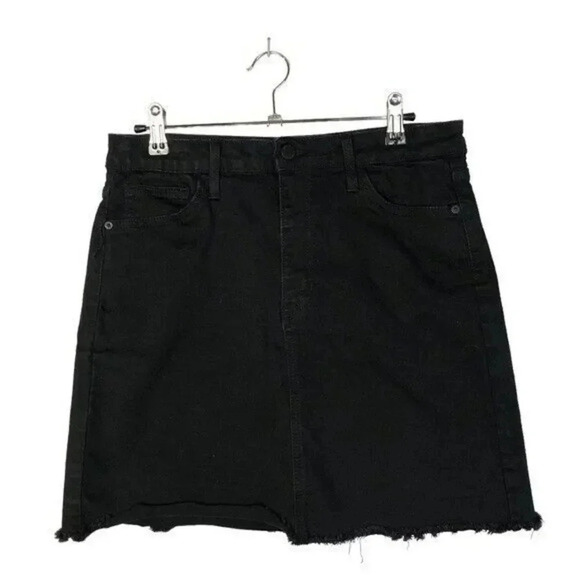 Just Black Denim Black Raw Hem Mini Skirt M - Picture 2 of 4